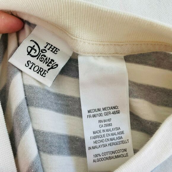 The Disney Store Top Long Sleeve Tee Mickey Mouse Vintage Striped Crew Neck M - Picture 8 of 9